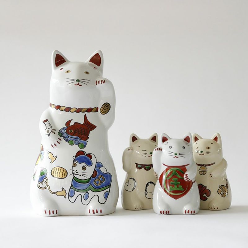 仁清 招き福ねこ （小）鈴・おた福・金太郎｜招き猫・オブジェ｜京都